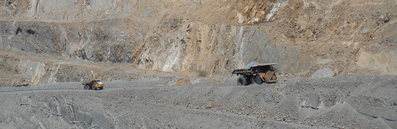 Zinc, Lead, Silver mine with trucks